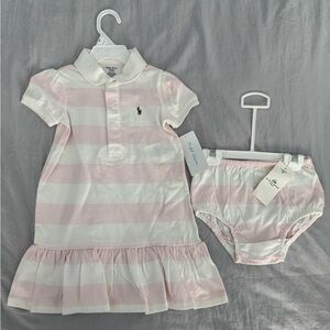 Ralph Lauren Baby Dress Set in Pink and White